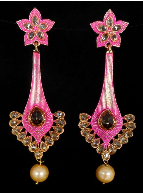 Reverse Ad Earrings With Meenakari Work